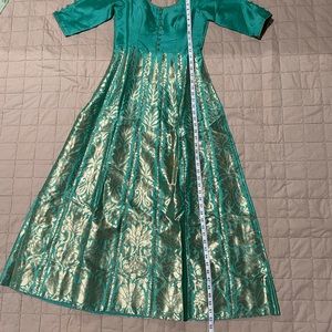 Elegant Teal and Gold Women Lehenga - Indian Dress